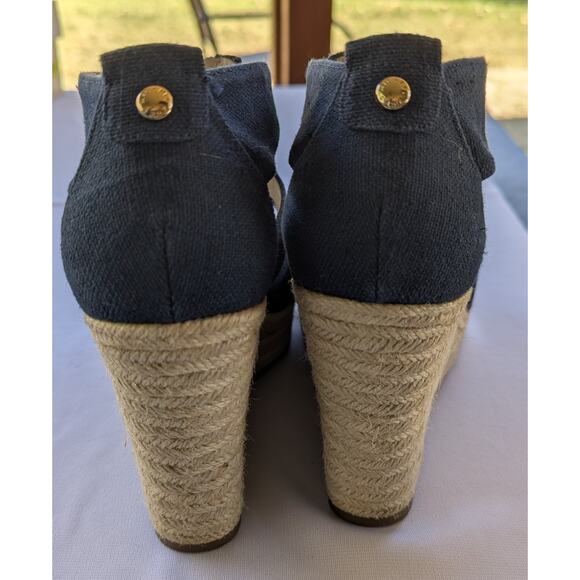 Michael Kors Size 8.5 M Damita Wedge Sandal Heels Women Shoes Navy Espadrille - Picture 3 of 10